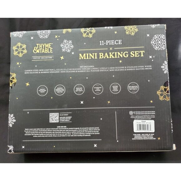 Thyme & Table black gold 11pc MINI BAKING SET loaf pan silicone whisk spatula - Picture 9 of 10